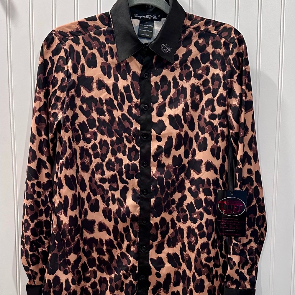 Cowgirl Tuff Leopard Print Blouse with Black Accents